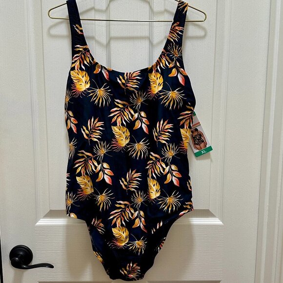 New Ocean Pacific OP One Piece Swimwear Size XL Swimsuit Upf 50+ Tropical Floral - Picture 2 of 11